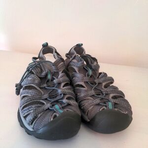 Keen Whisper Sandals Water Women's Size 9 Grey And Teal Green Fishing Hiking